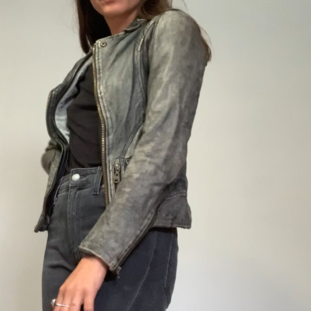 DOMA Leather Lambskin Leather Moto Charcoal Jacket XS/S - Picture 10 of 15